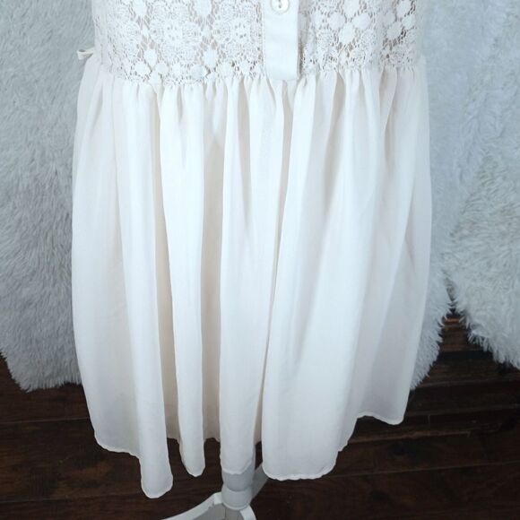 DRESS CLUB CREAM LACE SHIRT DRESS W/CAMI DRESS SZ.L EUC - Picture 4 of 9